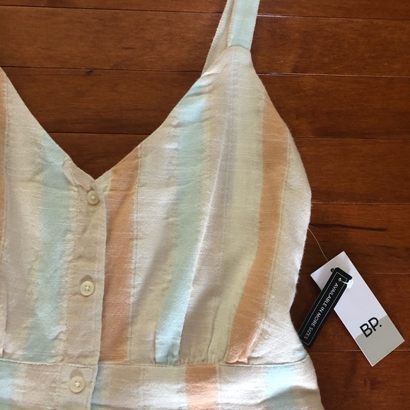 NWT 👗BP Button Front Stripe V Neck Dress Size M - Picture 3 of 16